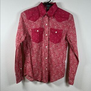 Lauren Ralph Lauren vintage large western red/white paisley/floral shirt